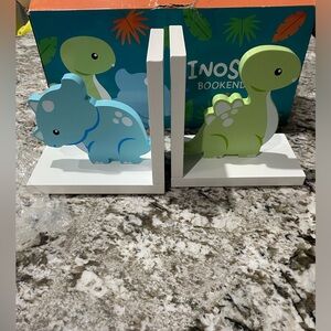 Dinosaur Bookends in Blue and Green